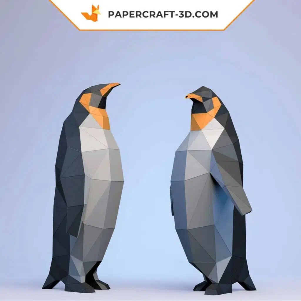 Papercraft penguins in 3D paper origami