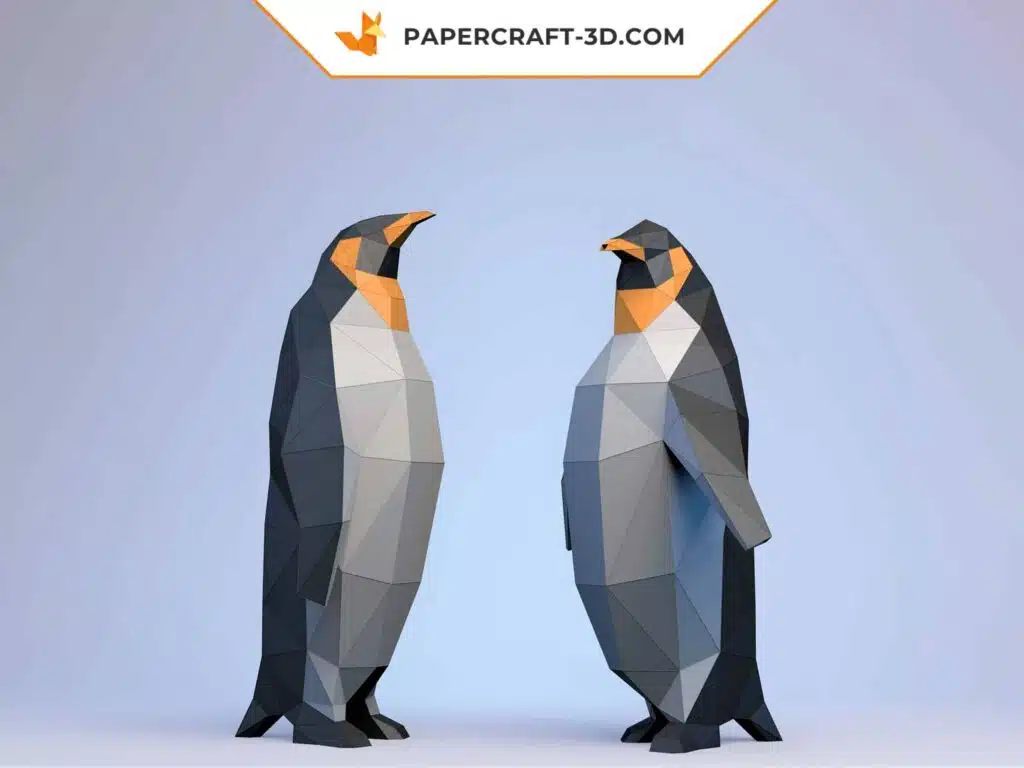 Papercraft pingouins en origami papier 3D de faible teneur en poly