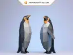Papercraft pingouins en origami papier 3D de faible teneur en poly