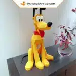 Papercraft Pluto sitzend als 3D-Origami, Ansicht 3