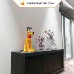 Papercraft Pluto sitzend als 3D-Origami, Ansicht 5