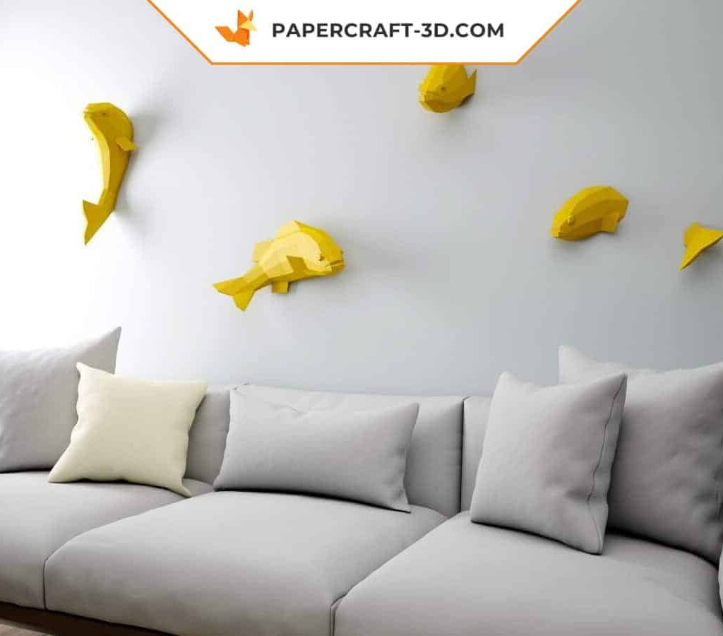 Papercraft Wandfische im 3D-Origami