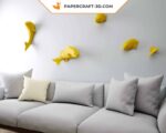 Papercraft fish wall art in 3D origami