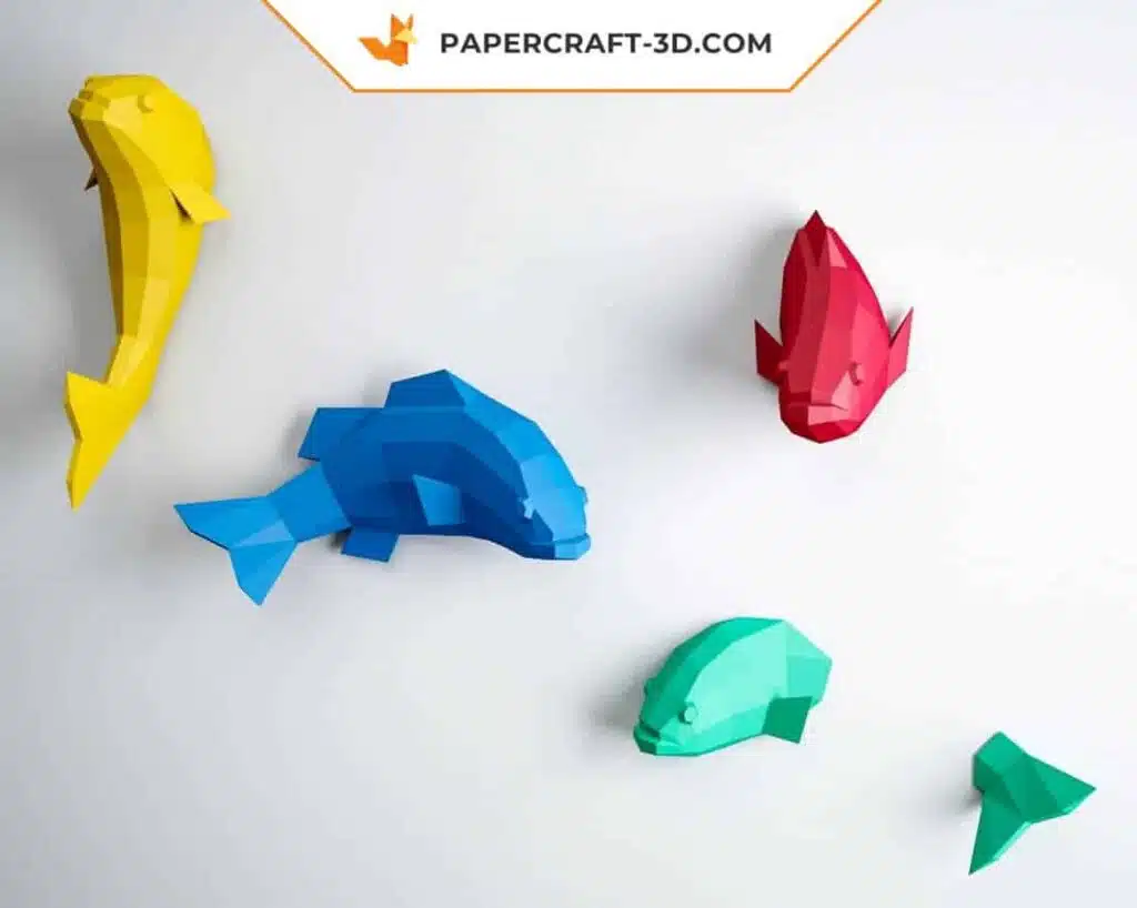 Papercraft Poisson 3D origami papier puzzle sculpture, weergave 2