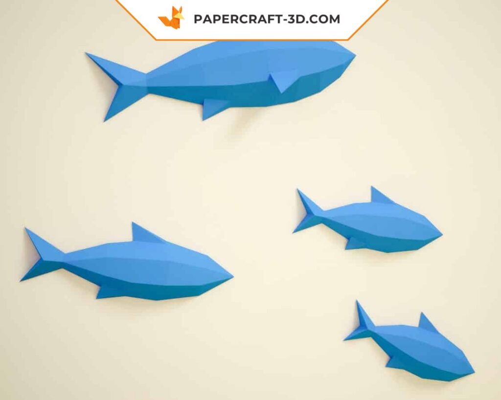 Papercraft de peixes murais em origami