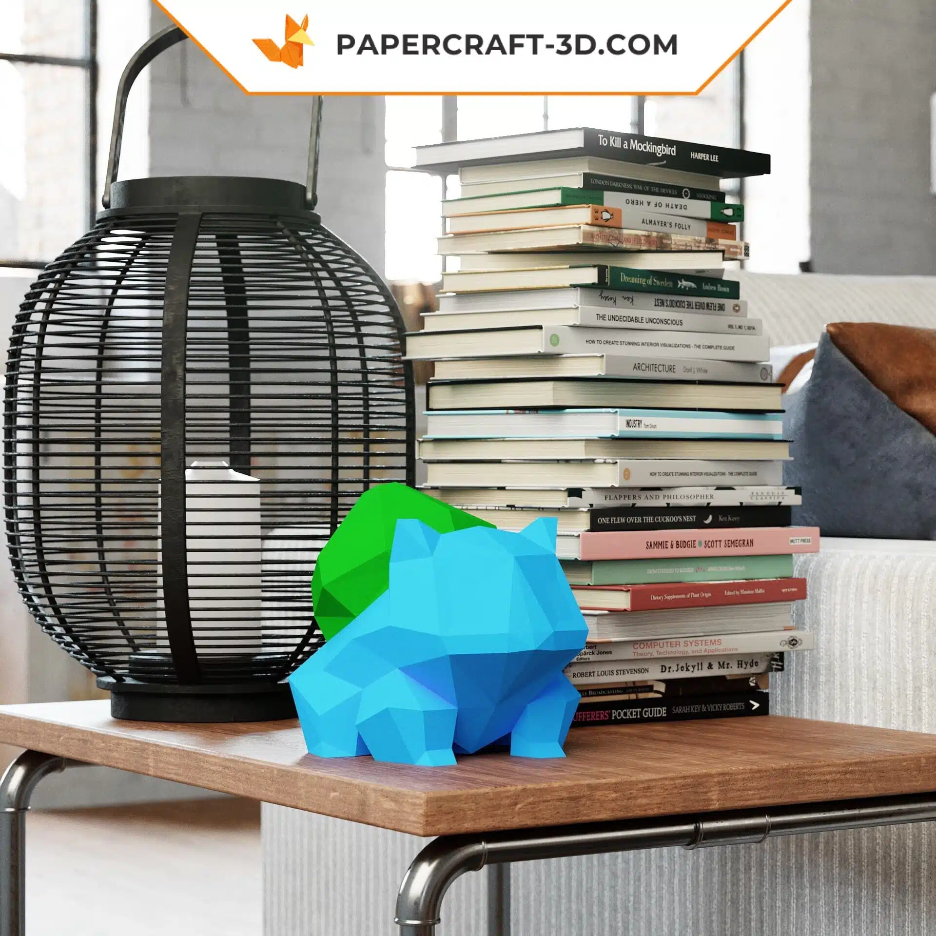 Papercraft Pokémon Bulbasaur origami papier 3D, weergave 5