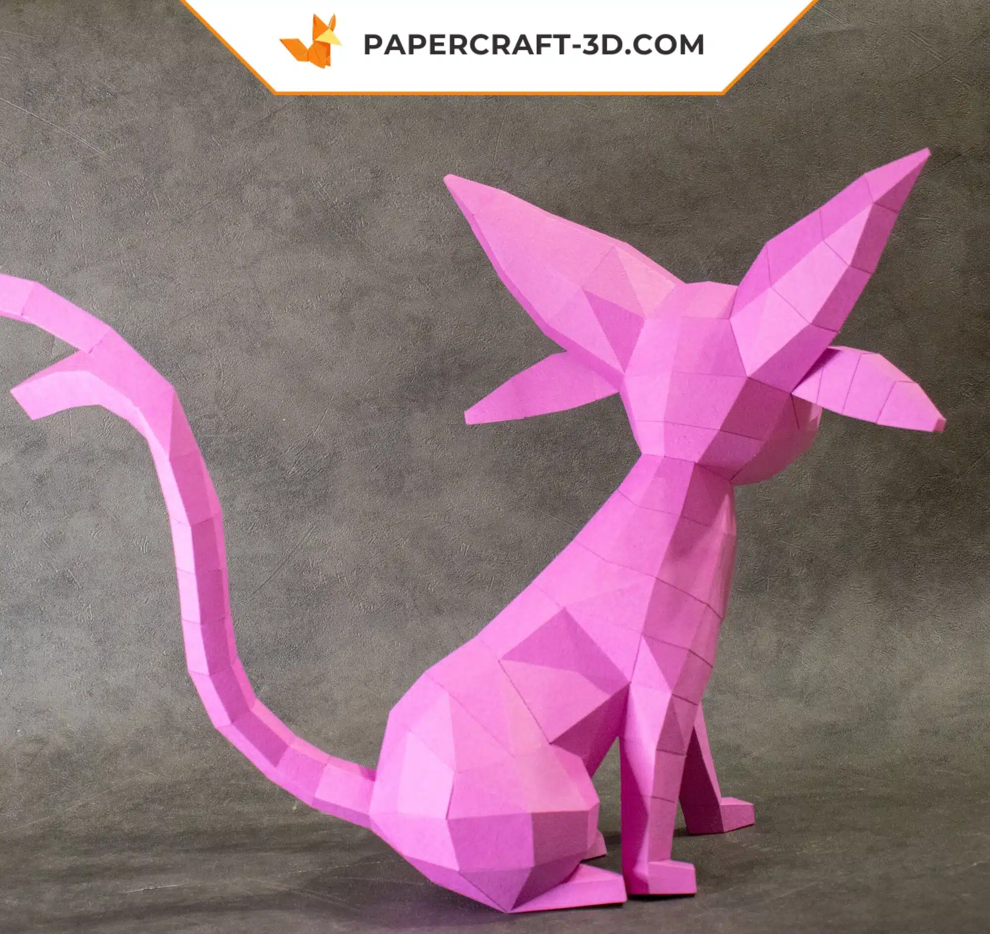Papercraft Pokémon Espeon en origami 3D, vista posterior
