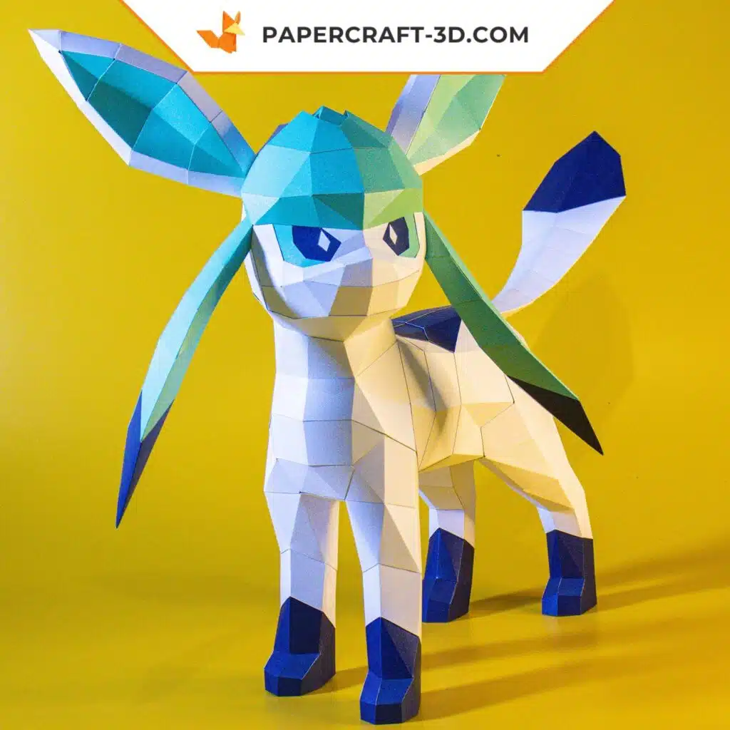 Papercraft of Pokémon Glaceon in 3D origami
