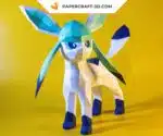 Papercraft Pokemon Glaceon, évolution d&rsquo;Eevee en origami papier 3D