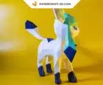 Papercraft Pokemon Glaceon, évolution d&rsquo;Eevee en origami papier 3D, weergave 3