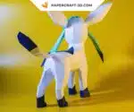 Papercraft Pokemon Glaceon, évolution d&rsquo;Eevee en origami papier 3D, weergave 4