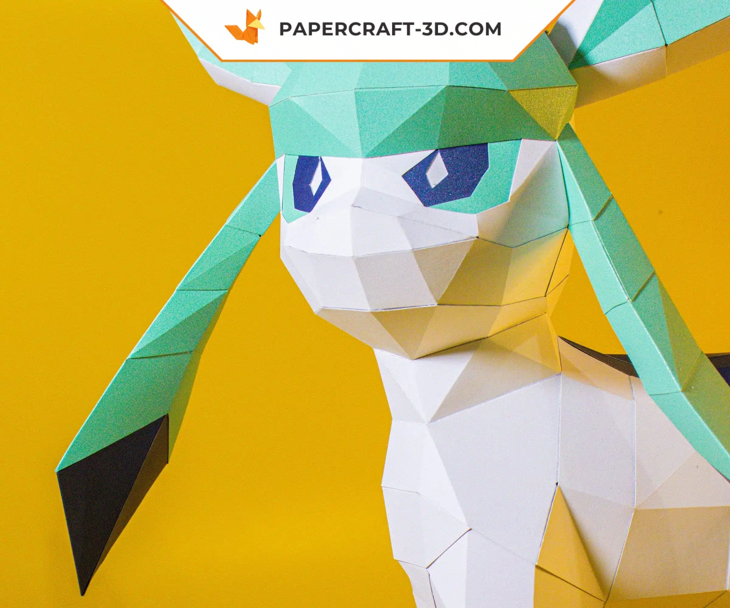 Papercraft Pokemon Glaceon, évolution d&rsquo;Eevee en origami papier 3D, weergave 6