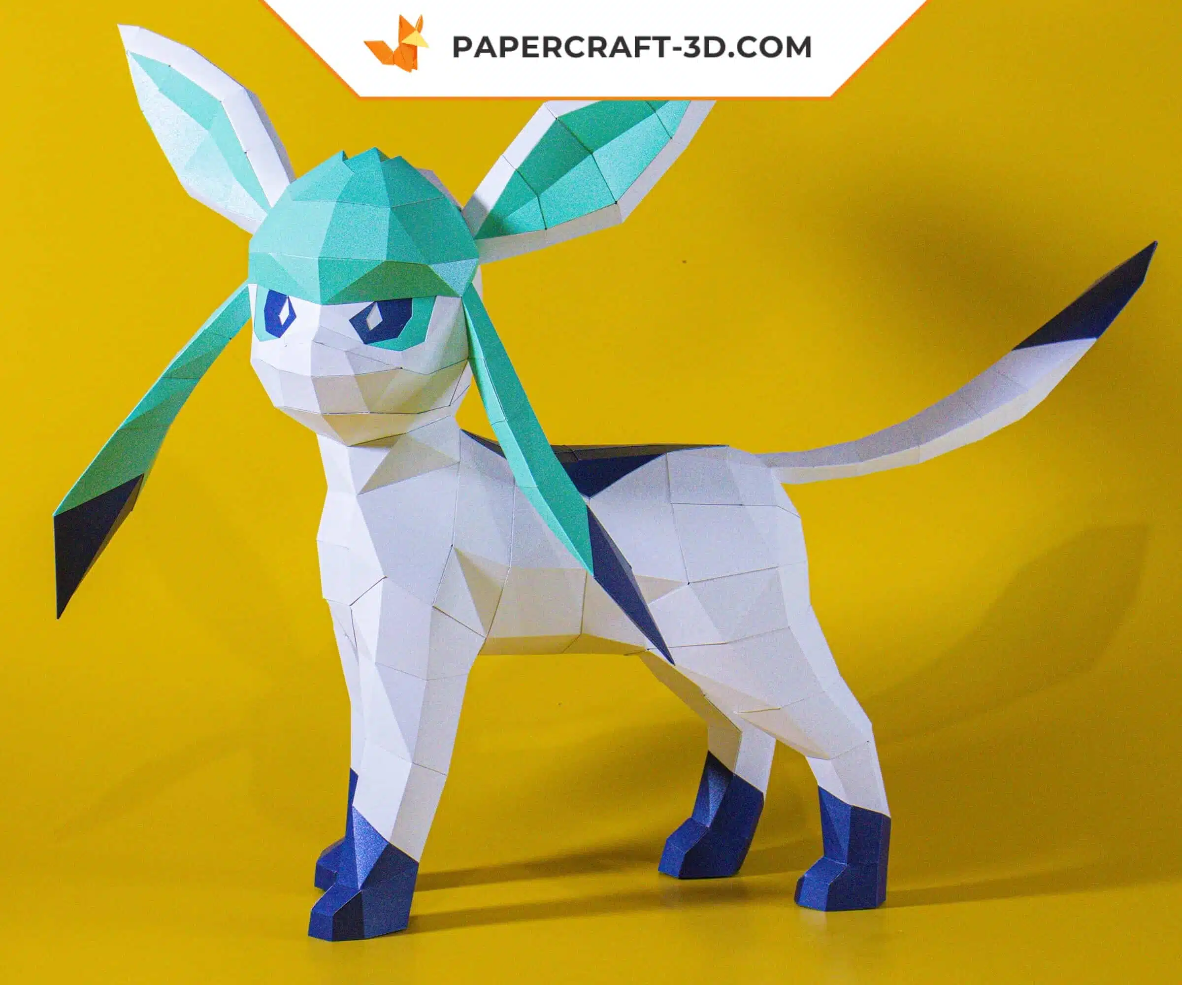 Papercraft Pokemon Glaceon, évolution d&rsquo;Eevee en origami papier 3D, weergave 10