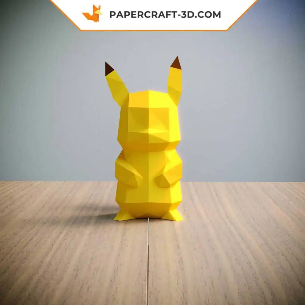Papercraft Pikachu di spalle in origami 3D