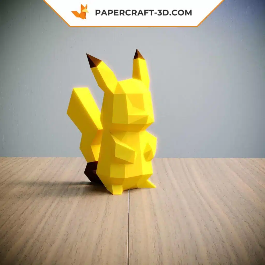 Papercraft Pikachu de dos en origami 3D
