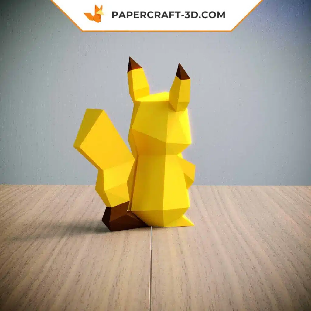 Papercraft Pikachu di spalle in origami 3D