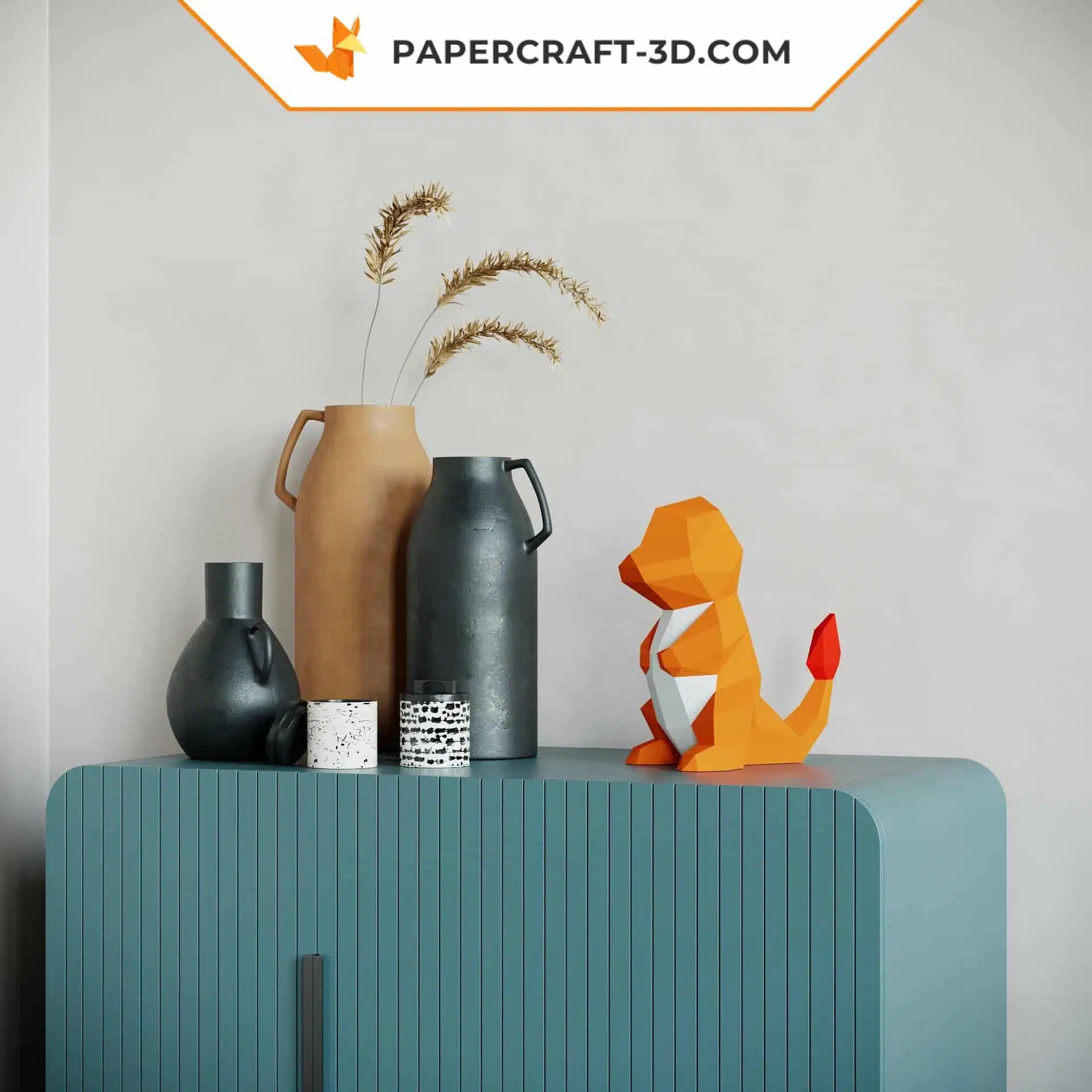 Papercraft Pokemon Salamèche origami papier 3D