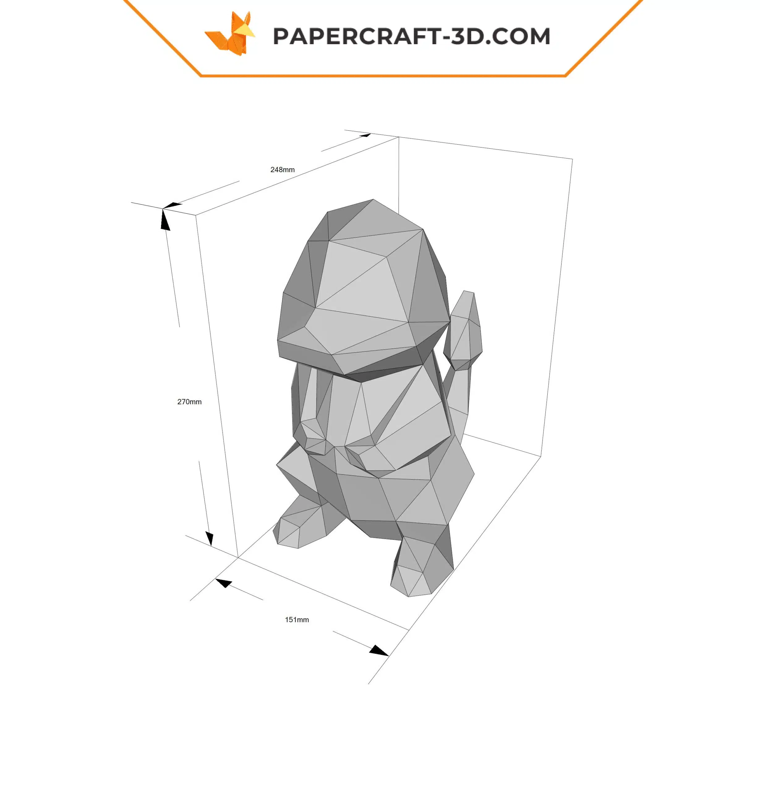 Papercraft Pokemon Salamèche origami papier 3D