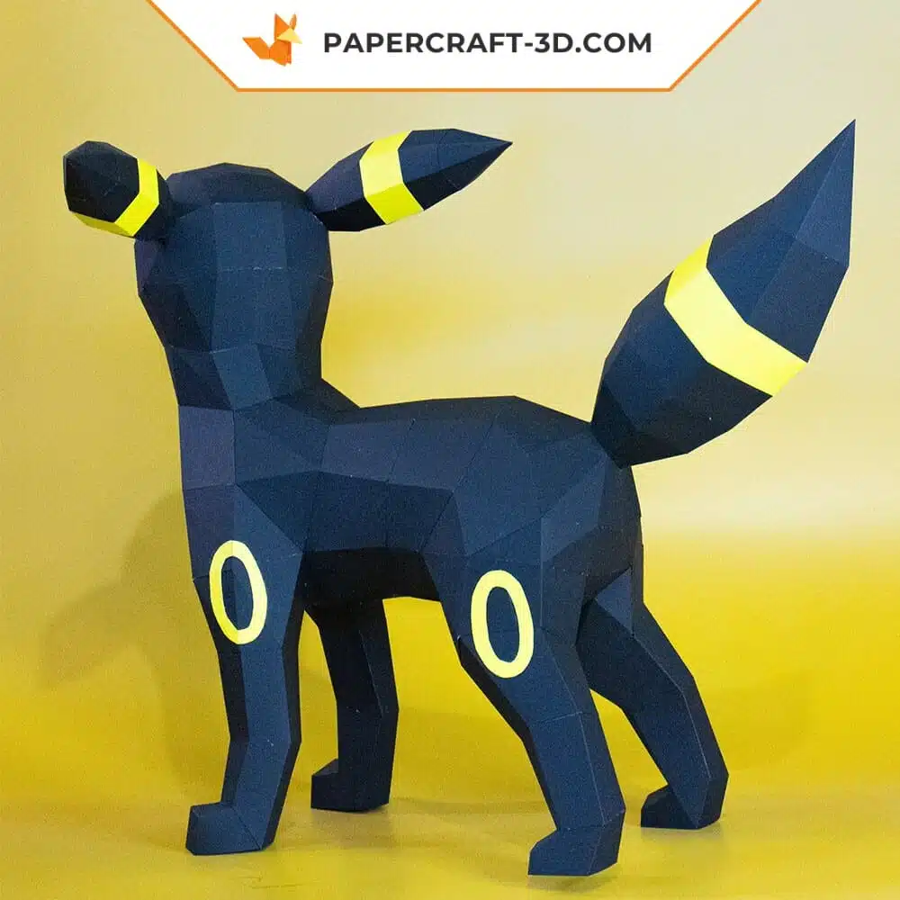 Papercraft Pokemon Umbreon, évolution d’Eevee, origami papier 3D