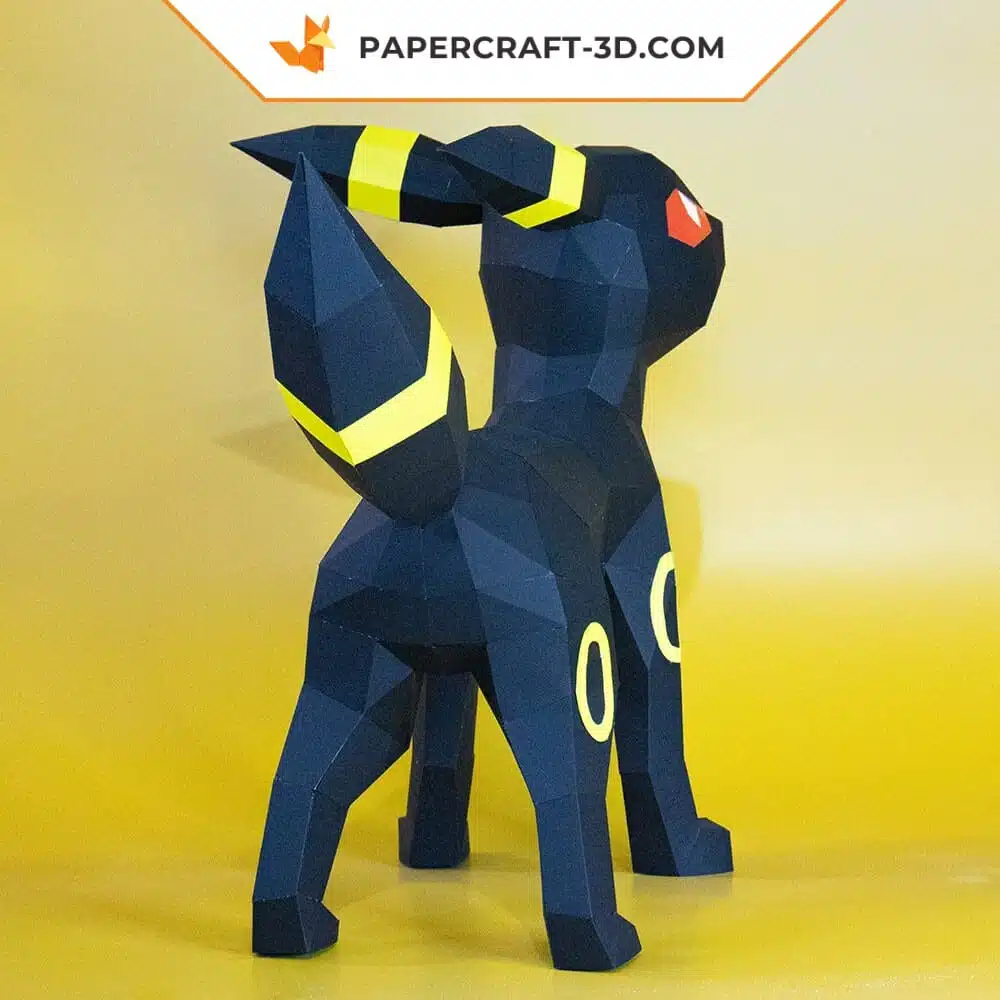 Papercraft Pokemon Umbreon, évolution d’Eevee, origami papier 3D