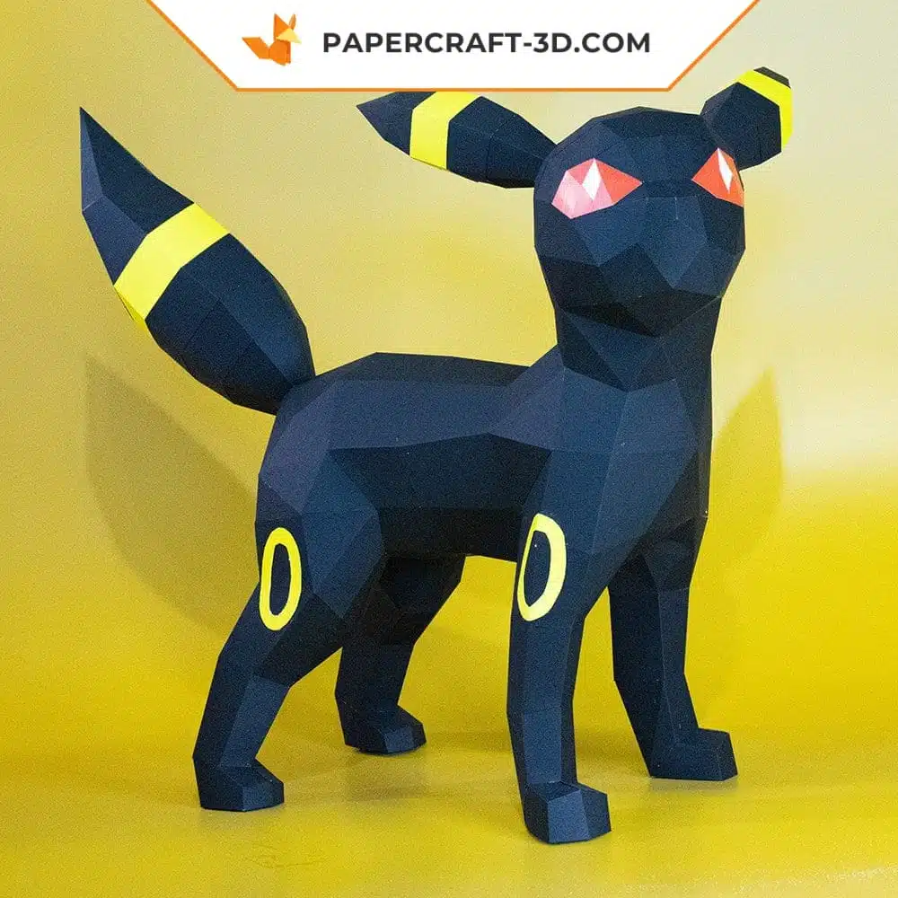 Papercraft Pokemon Umbreon, évolution d’Eevee, origami papier 3D