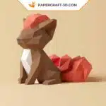 Papercraft Pokémon Vulpix en origami papier 3D pour décoration d&rsquo;intérieur