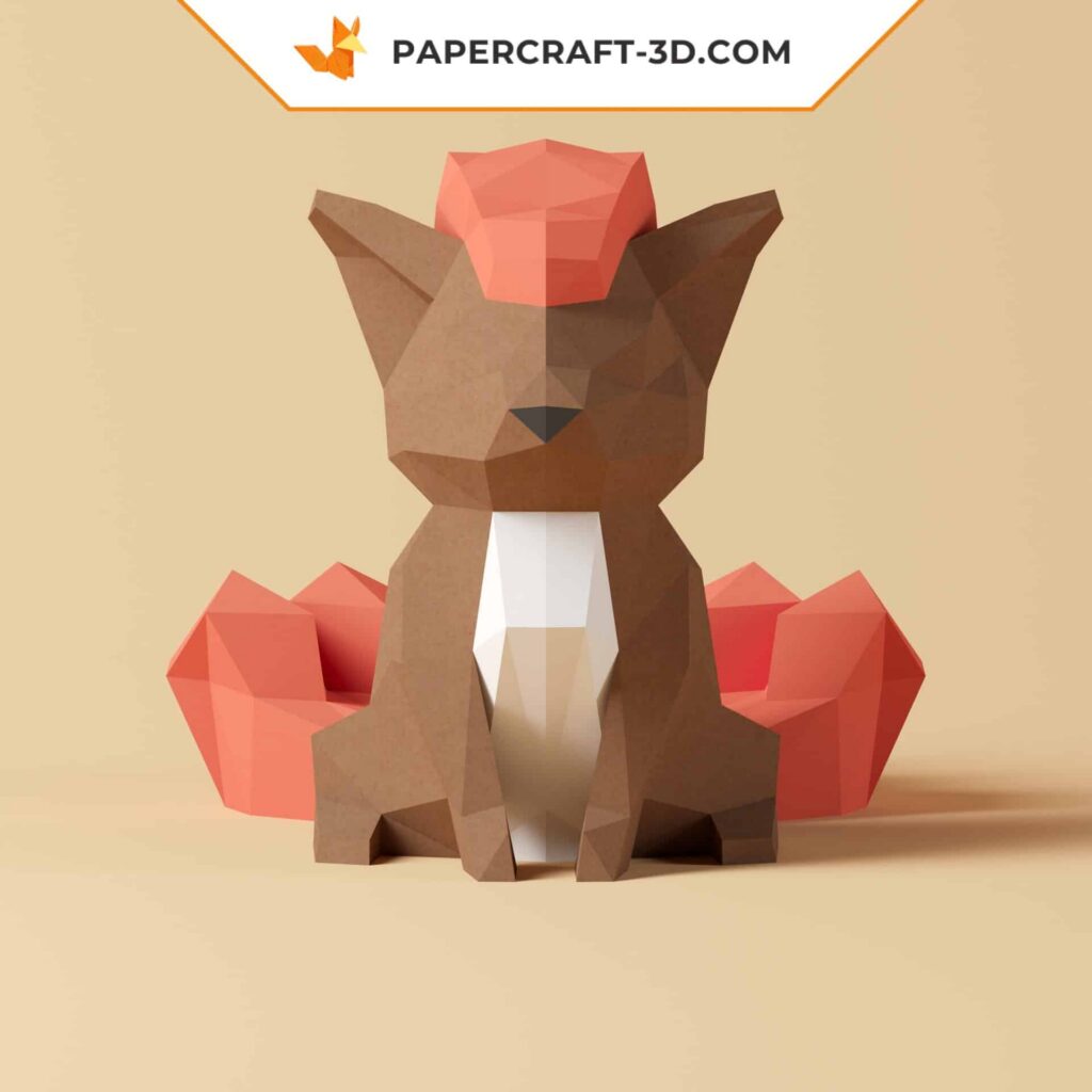 Papercraft Vulpix Pokémon em origami 3D