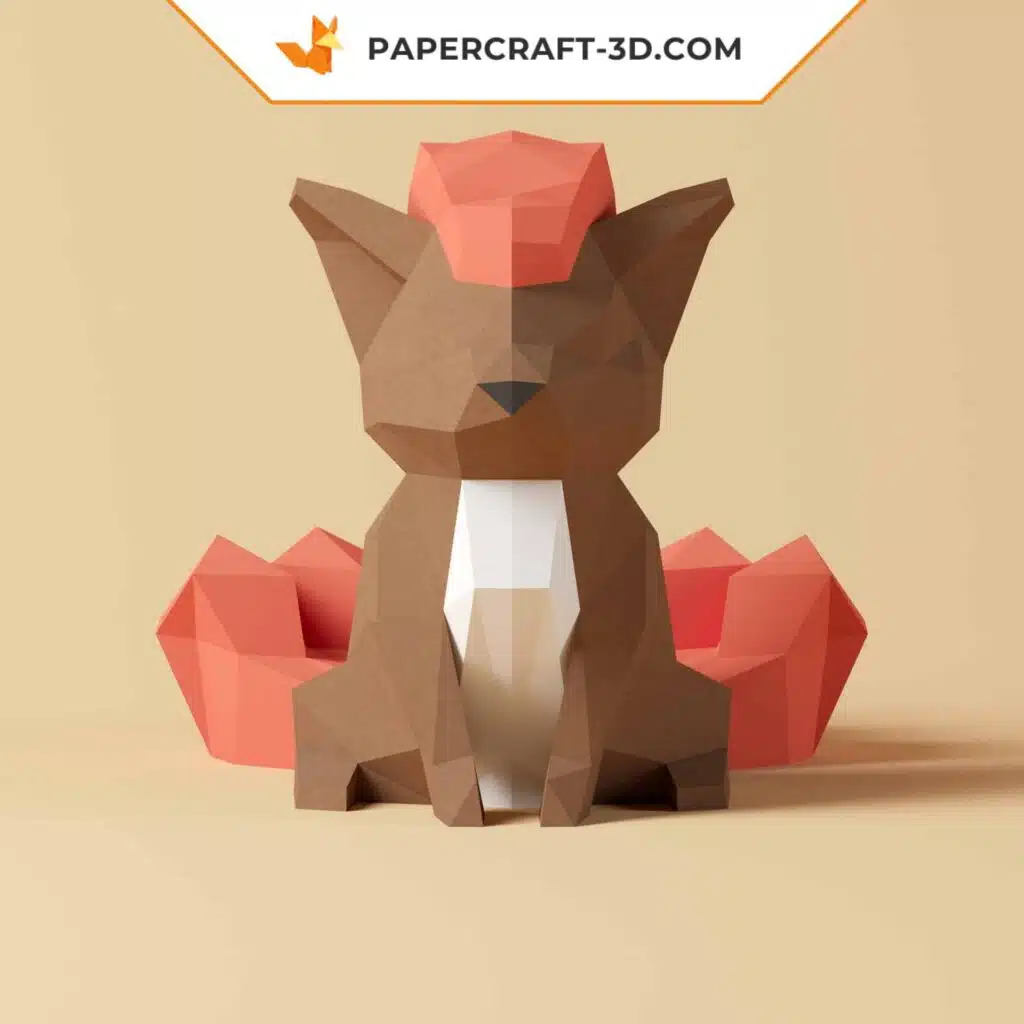Papercraft Pokémon Vulpix en origami papier 3D pour décoration d&rsquo;intérieur, weergave 2