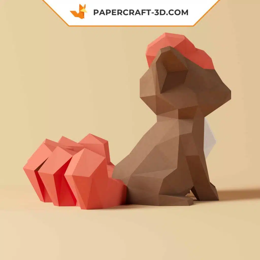 Papercraft Pokémon Vulpix en origami papier 3D pour décoration d&rsquo;intérieur, weergave 3