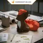 Papercraft Pokémon Vulpix en origami papier 3D pour décoration d&rsquo;intérieur, weergave 4