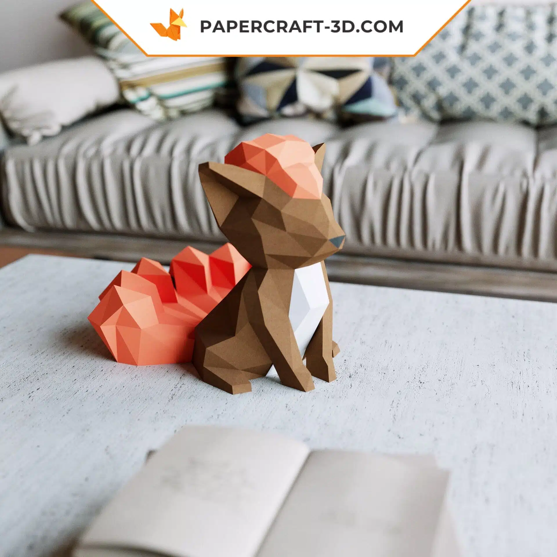 Papercraft Pokémon Vulpix en origami papier 3D pour décoration d&rsquo;intérieur, weergave 5