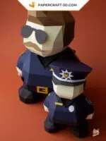 Papercraft Policier numérique DIY en papier 3D, weergave 2
