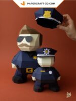 Papercraft d'un policier en origami 3D