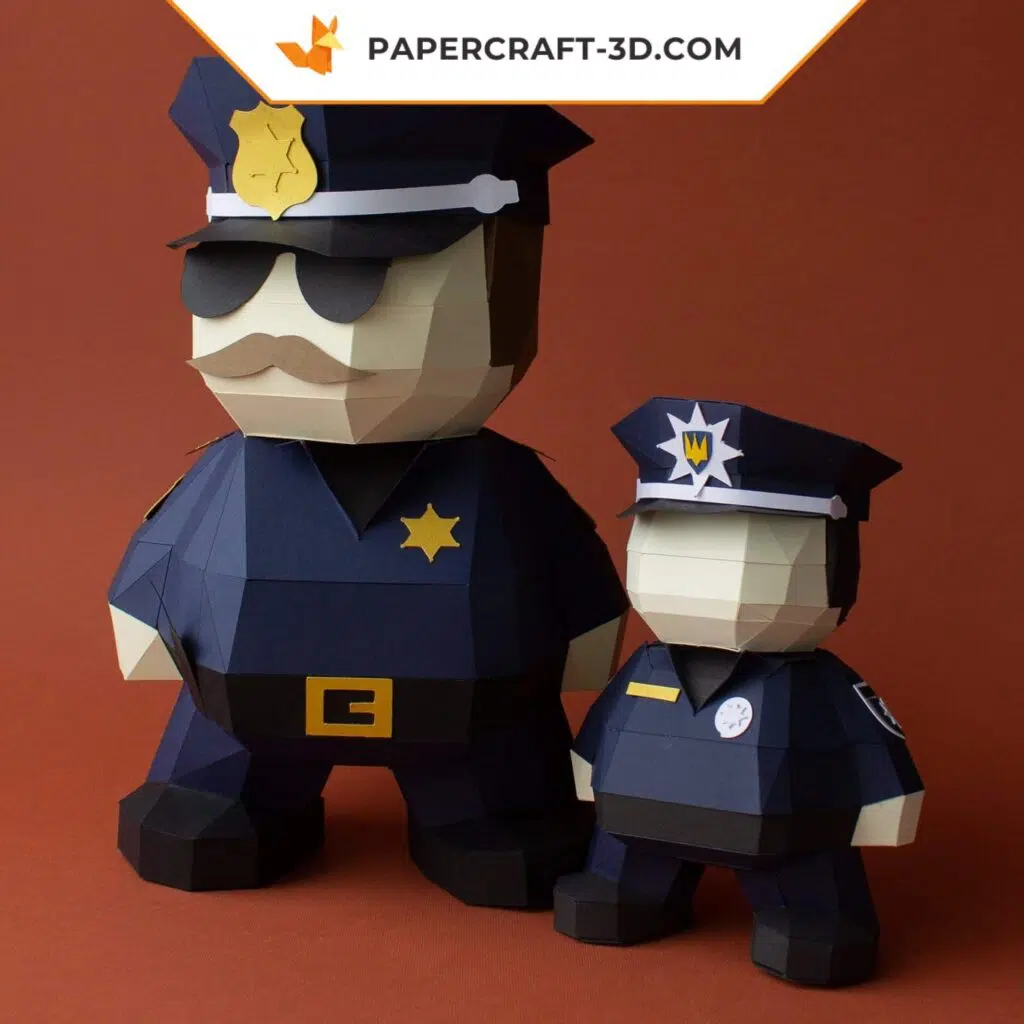 Papercraft d'un policier en origami 3D