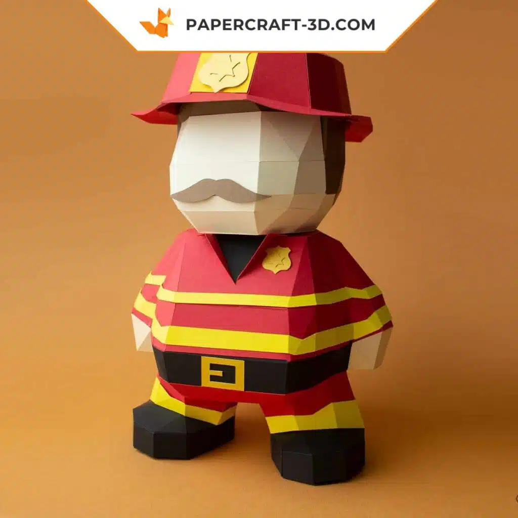 3D-Origami-Papercraft Feuerwehrmann