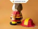 Papercraft pompier en origami papier 3D, weergave 3