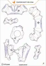 Papercraft pompier en origami papier 3D, weergave 4