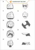Papercraft pompier en origami papier 3D, weergave 5