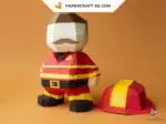 Papercraft pompier en origami papier 3D, weergave 6