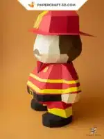 Papercraft pompier en origami papier 3D, weergave 7