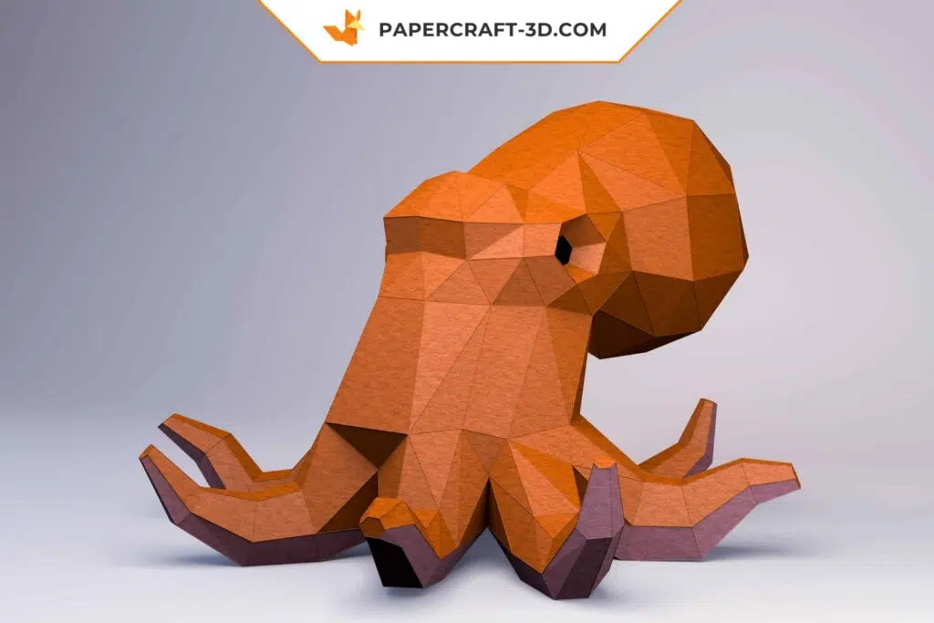 3D origami octopus papercraft