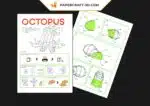 Papercraft poulpe origami papier 3D modèle numérique, weergave 6