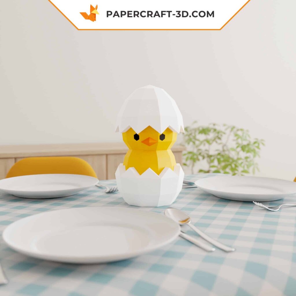 Papercraft pollito en origami 3D
