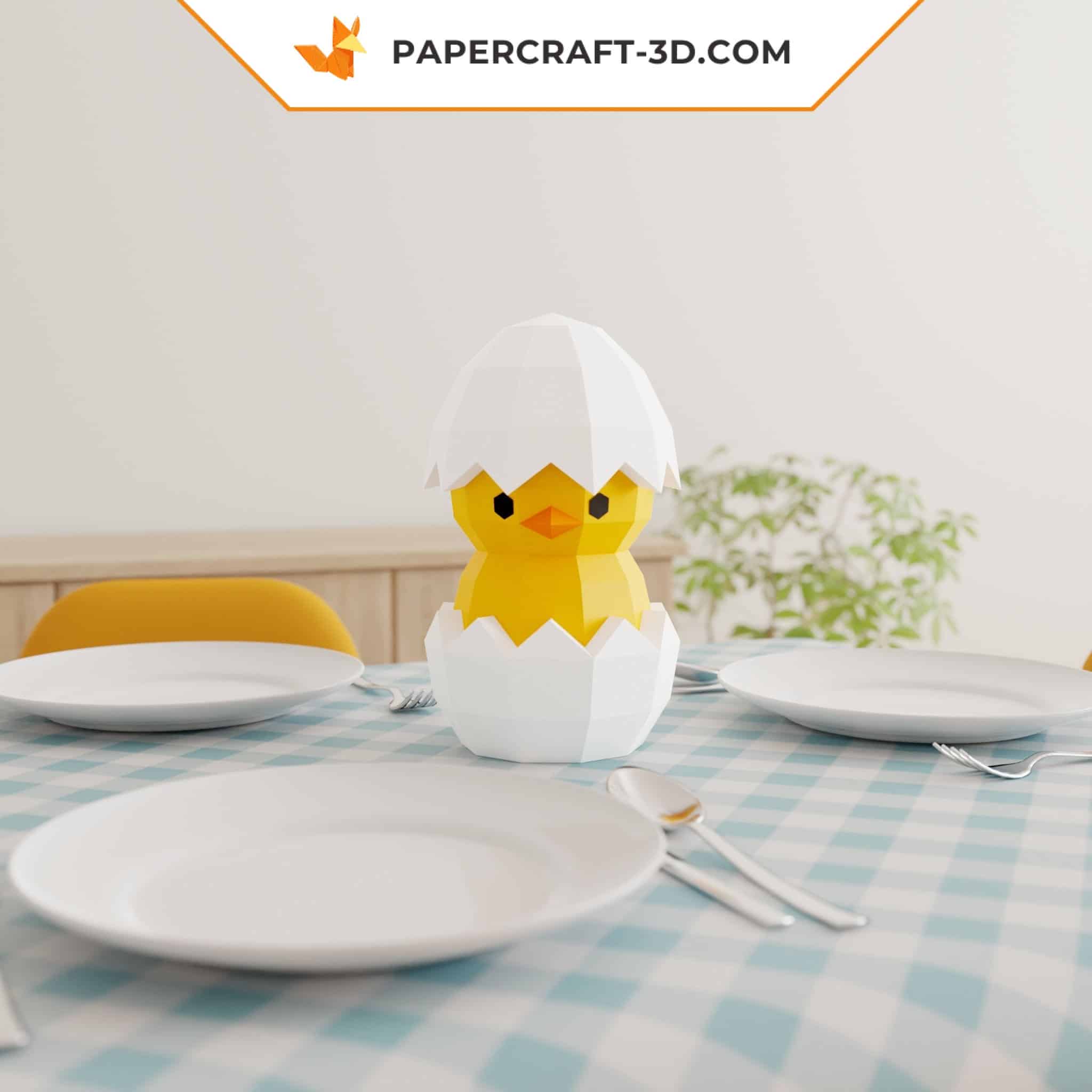 Papercraft pollito en origami 3D