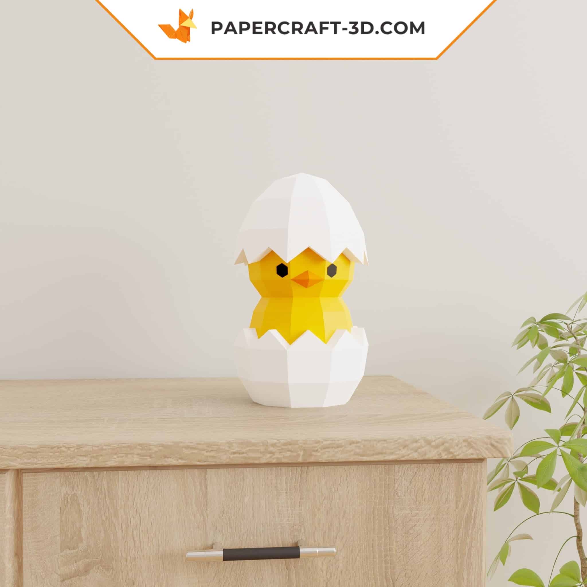Papercraft chick in 3D origami