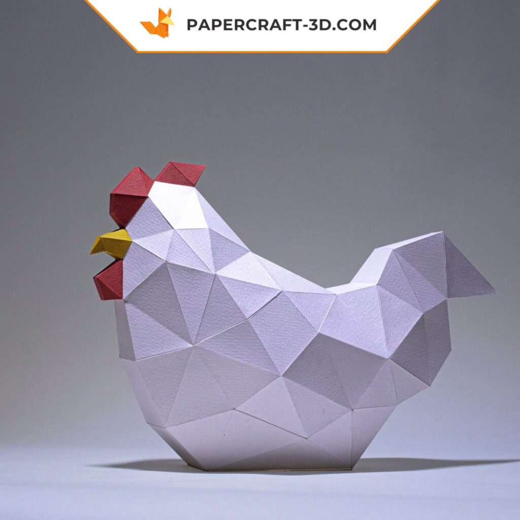 Papercraft poussin et sa poule en origami 3D