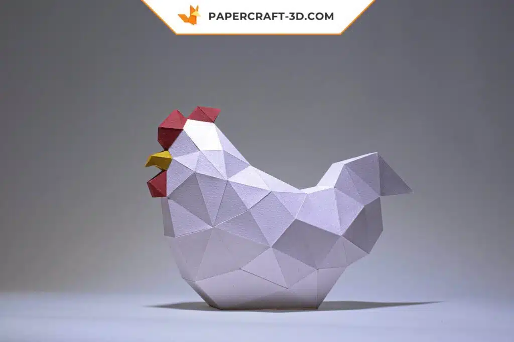 Papercraft de pintinho e galinha em origami 3D