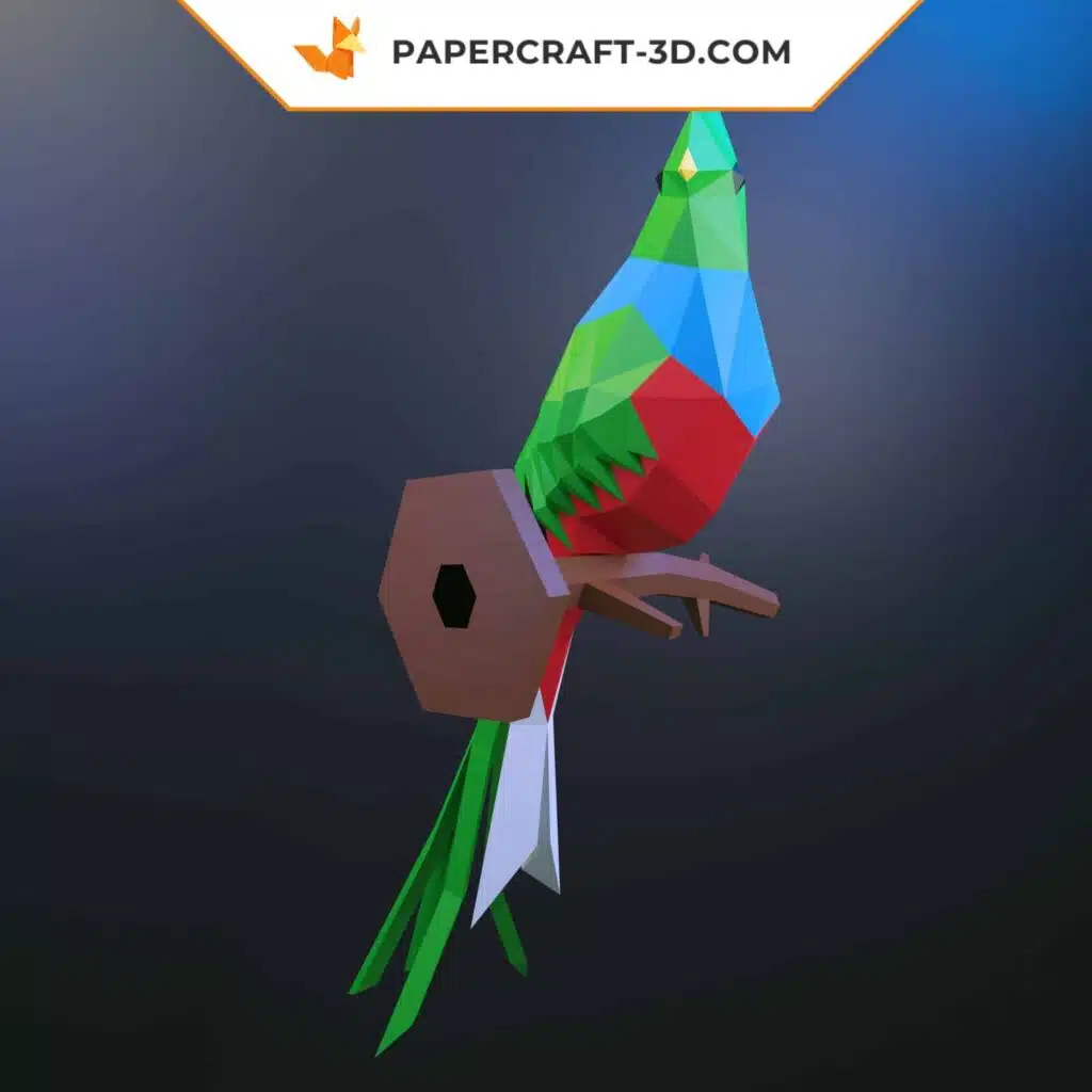 Quetzal Papercraft als 3D-Origami, Ansicht 4