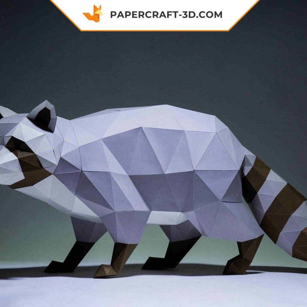 Papercraft de raton laveur en origami 3D