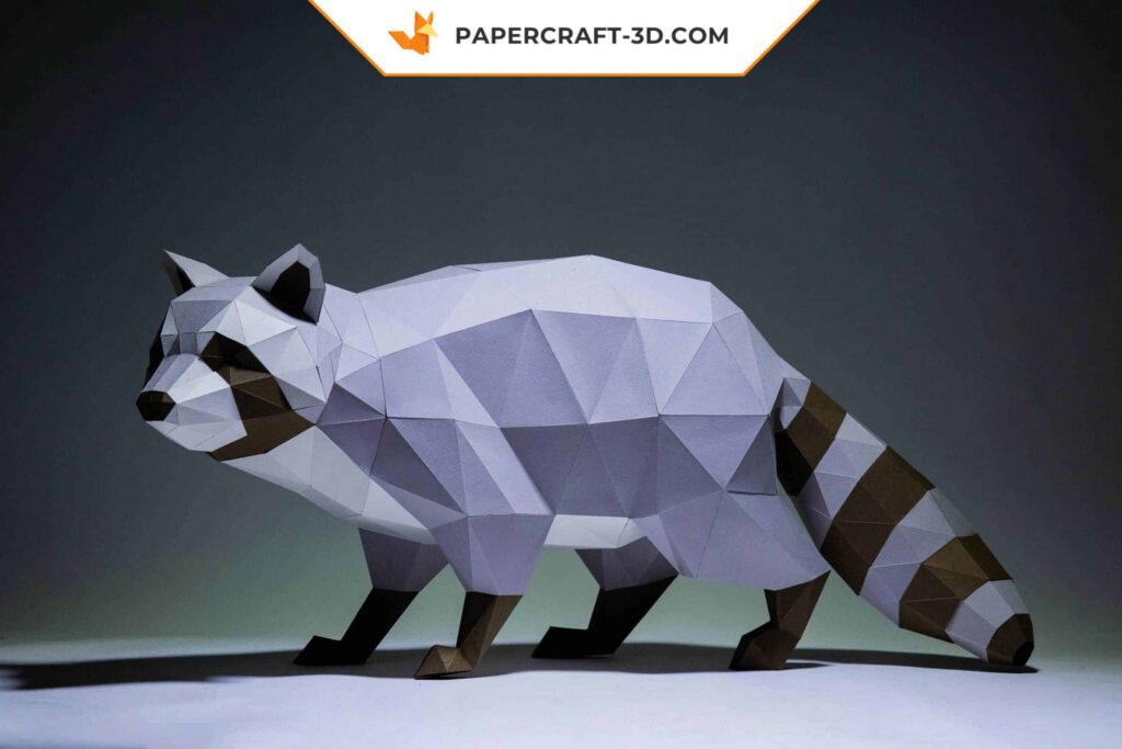 3D Origami Raccoon Papercraft